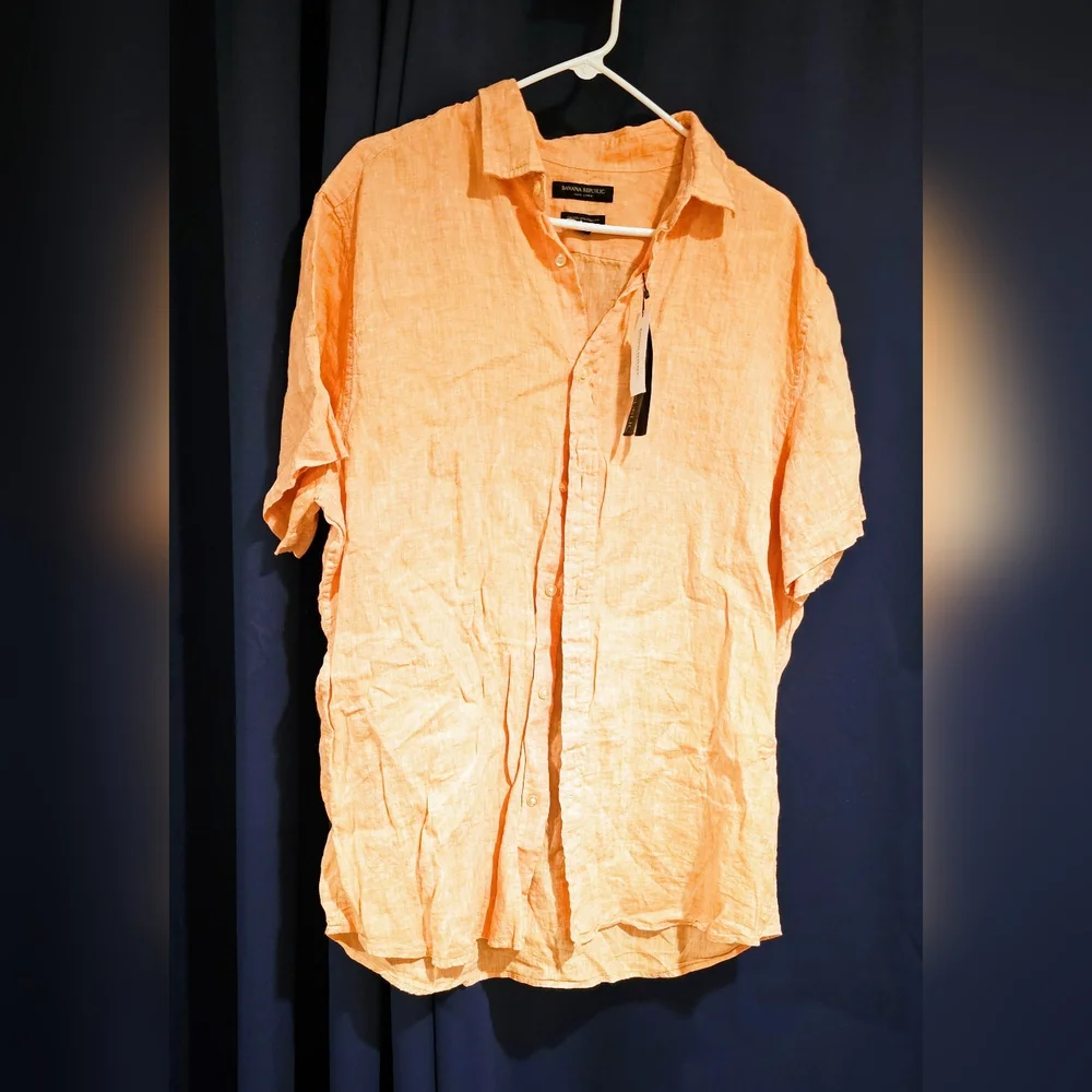 Banana Republic 100% Linen Shirt NWT‎ XL Peach Color